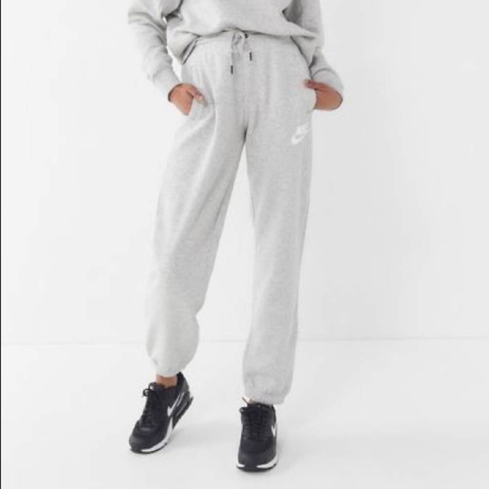 Gray Nike fleece joggers